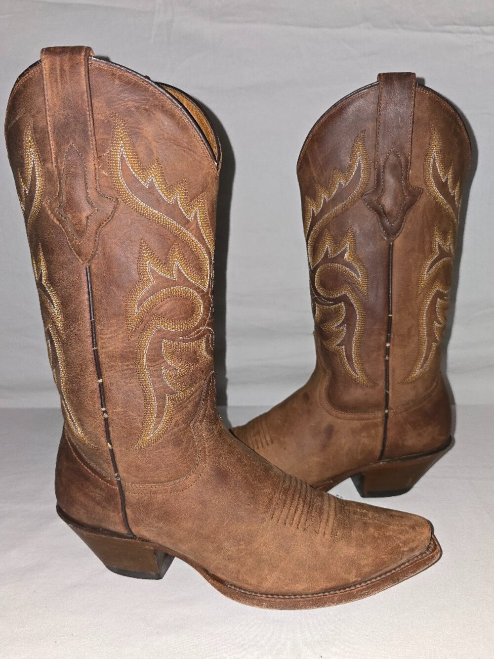 Resistol Ranch M3055SQ Women's 7.5 B Brown Leather Snip Toe Cowgirl Boots